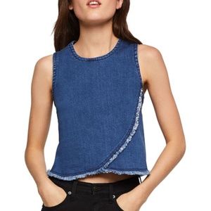 BCBGeneration NWT Frayed Edge Denim Crop Top